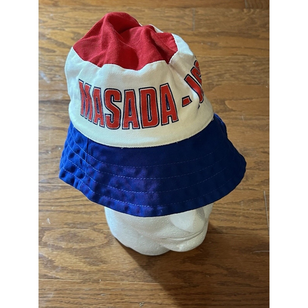 Vintage Masada Israel Bucket‎ Hat Red White Blue Small Very Good Condition
